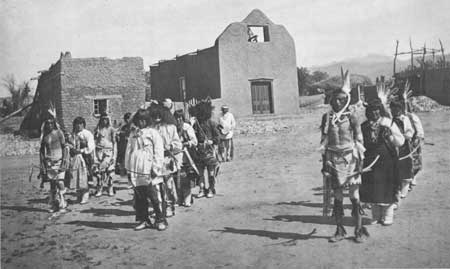 tesuque pueblo residents missions newer 1914 lined pose bow dance front
