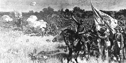 Confederate officers rallying their troops