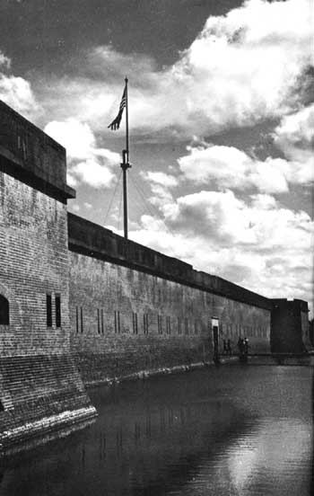 walls and moat of Fort Pulaski