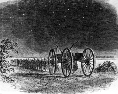 Guns were hauled by manpower