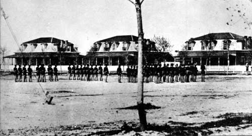 guard mount in front of officers' row