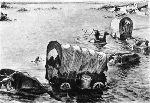 emigrants fording the Platte River