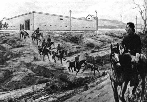 Cavalrymen leaving Fort Mitchell