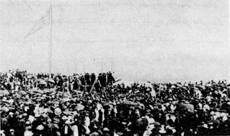 rostrum at the dedication of the National Cemetery