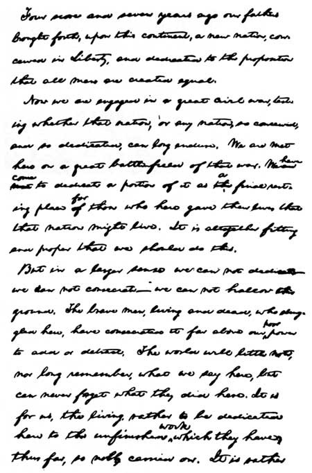 1st page of Gettysburg Address