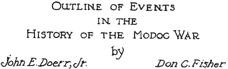 Outline of Events in the History of the Modoc War