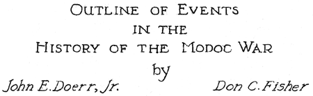 Outline of Events in the History of the Modoc War