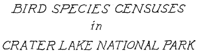 Bird Species Censuses in Crater Lake National Park
