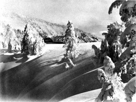 snow-covered rim of Crater Lake