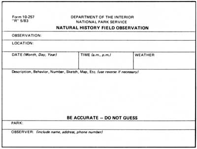 wildlife observation form