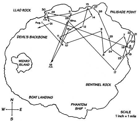map of Old Man's movements
