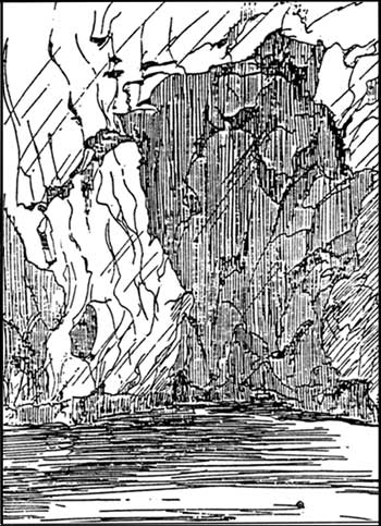 sketch of rock wall