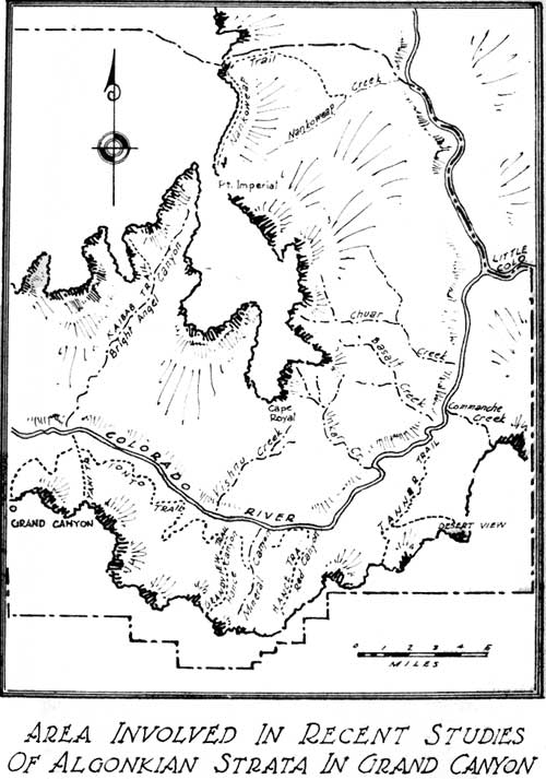 area involved in recenet studies of Algonkian strata in Grand Canyon