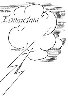 sketch of thunderclouds and lightning