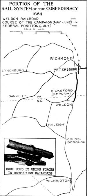 map of Portion of the Rail System of theConfederacy