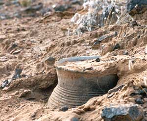  [Photo of a pot half buried in sand] 