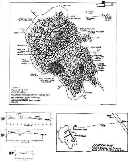 ground plan of Oma'o Heiau