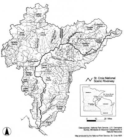 map of St. Croix River Watershed
