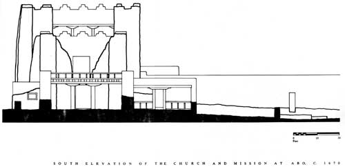 Elevation of the front, or south side of the
church of Ab&oacute;