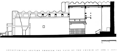Hypothetical section down the nave of the
church of San Gregorio de Ab&oacute;