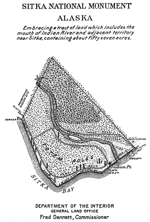 map of lands declared Sitka National Monument