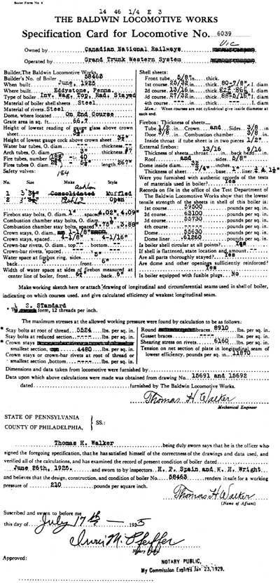 specification card