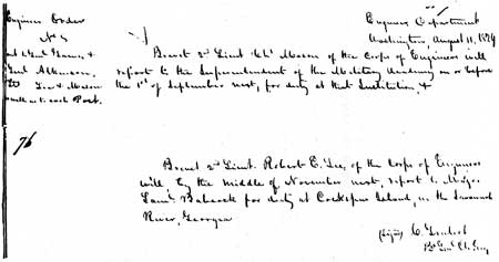 facsimile of Robert E. Lee's first orders